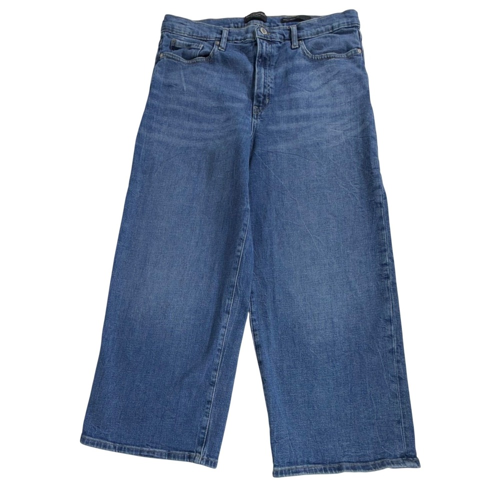 Banana Republic High-Rise Wide Leg Crop Jeans 32x24.5‎ Medium Wash Premium Denim